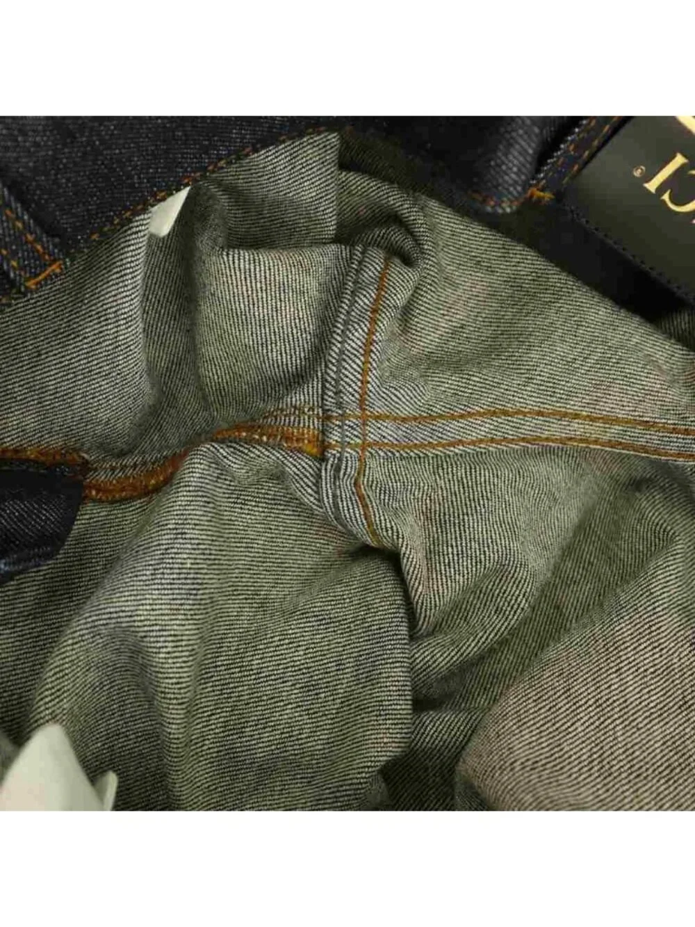 Gucci Logo Patch Straight Denim Pants Jeans 32 Navy